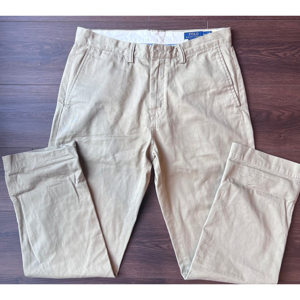 Polo Ralph Lauren Mens 34x32 Classic Fit Chino Pants Tan Khaki Cotton Twill